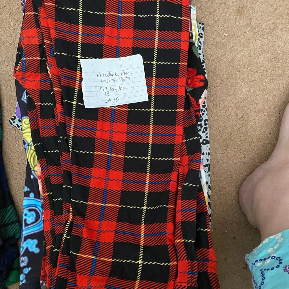 Red plaid leggings